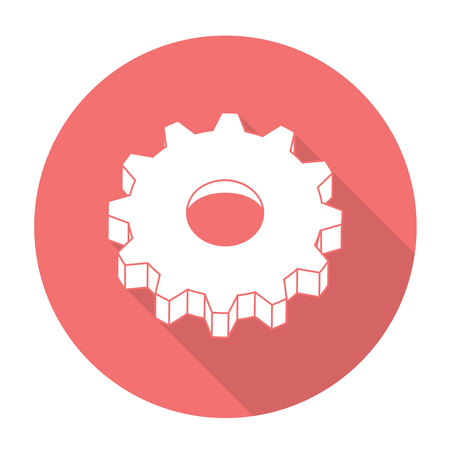 White vector gear on color circle background.のイラスト素材