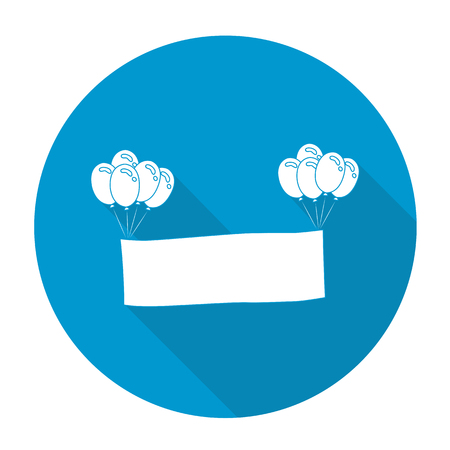 White vector balloons and labels on color circle background.のイラスト素材