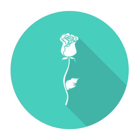 White vector rose on color circle background.のイラスト素材