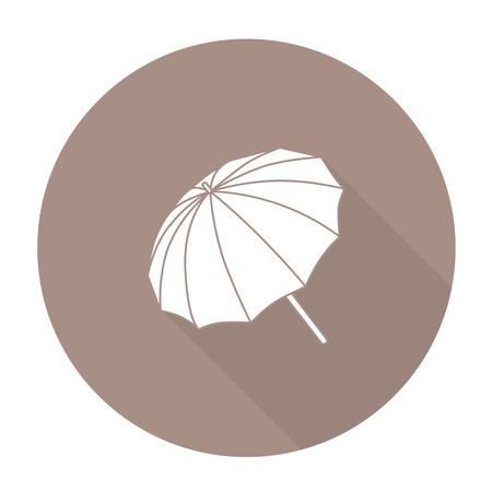 White vector umbrella on color circle background.のイラスト素材