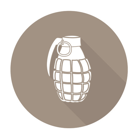 White vector hand grenade on color circle background.のイラスト素材