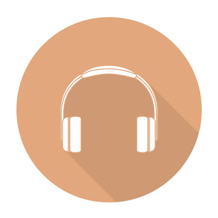 White vector Headphone on color circle background.のイラスト素材
