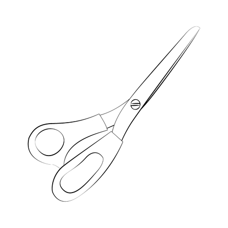 Black outline vector scissors on white background.のイラスト素材