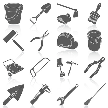 Flat icons vector collection of tools set. Isolated on white background.のイラスト素材