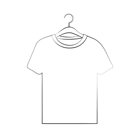 Black outline vector shirt on white background.のイラスト素材