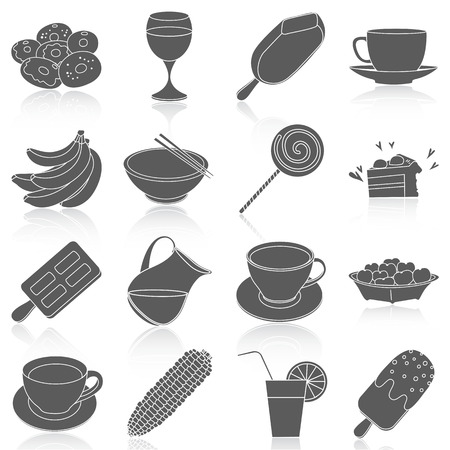 Flat icons vector collection of food set. Isolated on white background.のイラスト素材