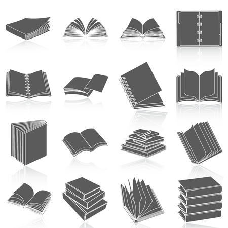 Flat icons vector collection of books set. Isolated on white background.のイラスト素材