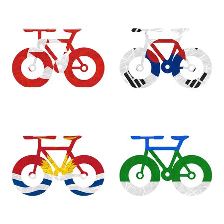Nation Flag. Bicycle recycled paper on white background. ( Kiribati , Komi , Korea North , Korea...
