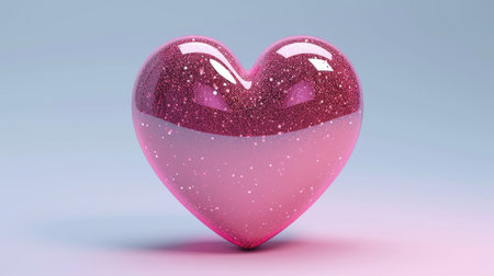 3D Heart Social media emoji. Valentines day. Pink heart emoticon. Love mood. Cartoon creative design icon, Ai Generatedの素材