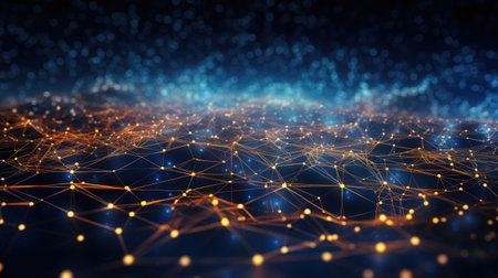 Cyber-themed abstract background illustrating a quantum computing system, AI Generated.の素材