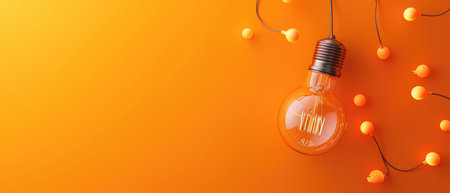Concept of creativity and innovation presented on an orange background, Ai Generated.の素材
