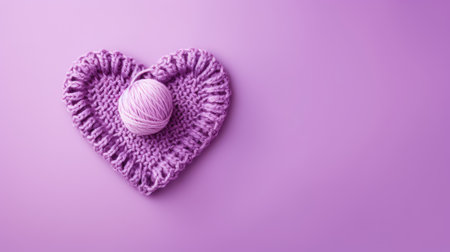 A Picture of a Crocheted Cute Heart, Purple background, Ai Generatedの素材