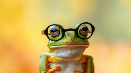 The frog is about 2 inches long and has a green body with brown spots, Ai Generatedの素材