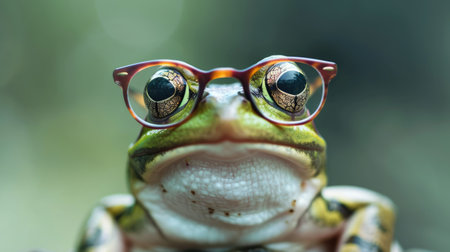 The frog is about 2 inches long and has a green body with brown spots, Ai Generatedの素材