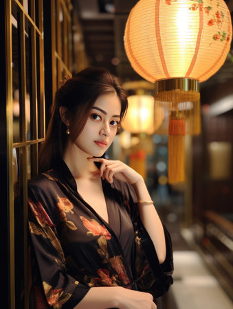 Traditional clothing and expressive face capture a Chinese woman's cultural essence, Ai Generatedの素材
