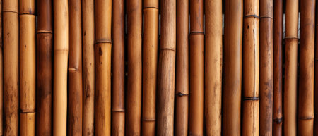 A captivating texture featuring a bamboo wooden tubes fence, evoking the appearance of a wooden wall, Ai Generated.の素材
