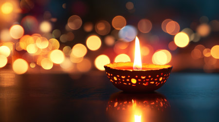 Capturing the Beauty of Bokeh Candle Flames at the Festival of Lights Ai Generatedの素材