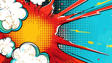 Comic art illustration background with a pop art flair, featuring bubbles and dots, Ai Generated.の素材