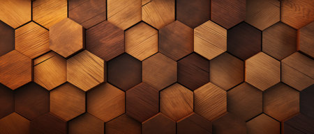 Abstract hexagonal geometric wooden background, perfect for an eye-catching banner illustration, Ai Generated.の素材