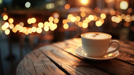 The cup is made of ceramic, and it has a heart-shaped foam on top, Ai Generatedの素材