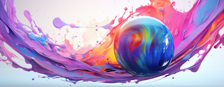 A beautiful abstract showcasing spheres and a burst of new, vivid colors, Ai Generatedの素材