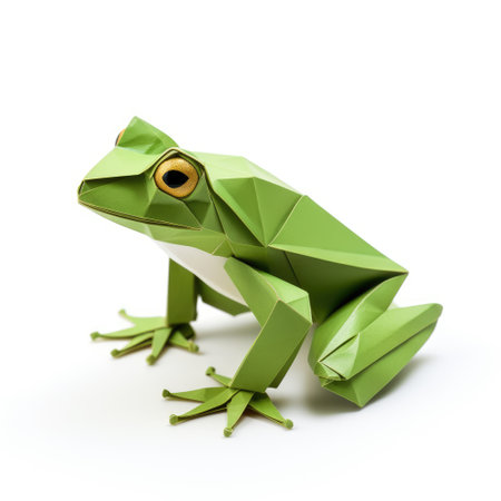 Vibrant Paper frog, Stunning Origami Pet Design, Creative Polygon Art, Ai Generatedの素材