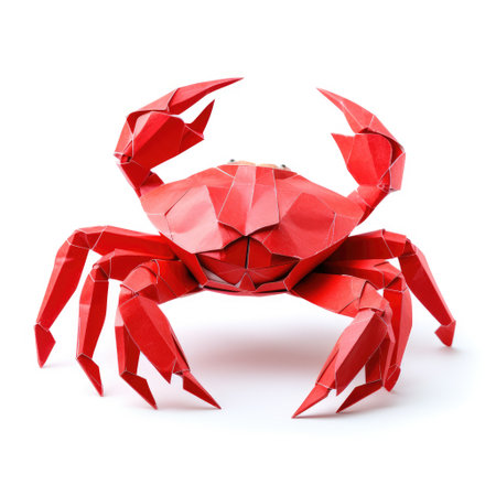Vibrant Paper crab, Stunning Origami Pet Design, Creative Polygon Art, Ai Generatedの素材