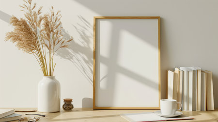 Blank vertical frame template for pictures and artwork, Ai Generated.の素材