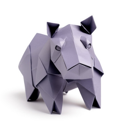 Vibrant Paper hippopotamus, Stunning Origami Pet Design, Creative Polygon Art, Ai Generatedの素材