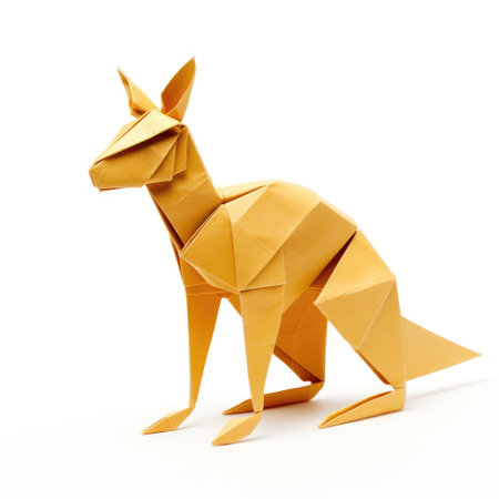 Vibrant Paper kangaroo, Stunning Origami Pet Design, Creative Polygon Art, Ai Generatedの素材
