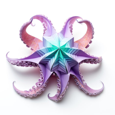Vibrant Paper octopus, Stunning Origami Pet Design, Creative Polygon Art, Ai Generatedの素材