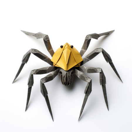 Vibrant Paper spider, Stunning Origami Pet Design, Creative Polygon Art, Ai Generatedの素材