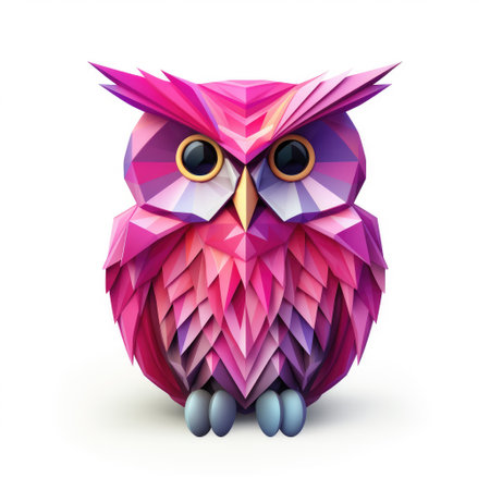 Vibrant Paper owl, Stunning Origami Pet Design, Creative Polygon Art, Ai Generatedの素材