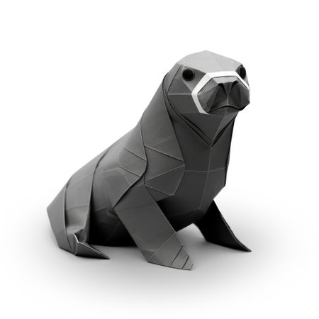 Vibrant Paper seal, Stunning Origami Pet Design, Creative Polygon Art, Ai Generatedの素材