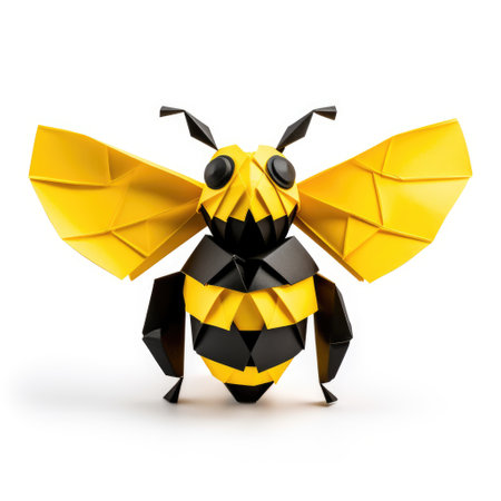 Vibrant Paper bee, Stunning Origami Pet Design, Creative Polygon Art, Ai Generatedの素材