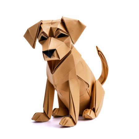 Vibrant Paper puppy, Stunning Origami Pet Design, Creative Polygon Art, Ai Generatedの素材