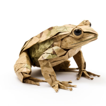 Vibrant Paper toad, Stunning Origami Pet Design, Creative Polygon Art, Ai Generatedの素材