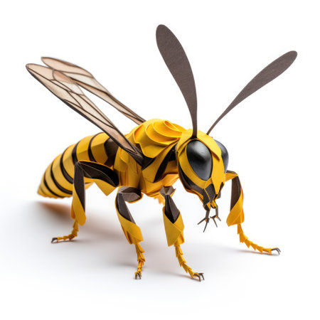 Vibrant Paper wasp, Stunning Origami Pet Design, Creative Polygon Art, Ai Generatedの素材