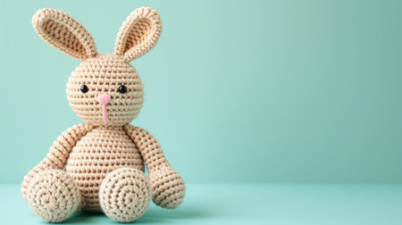 Vibrant handmade crochet rabbit, perfect for kids and decor, Ai Generatedの素材