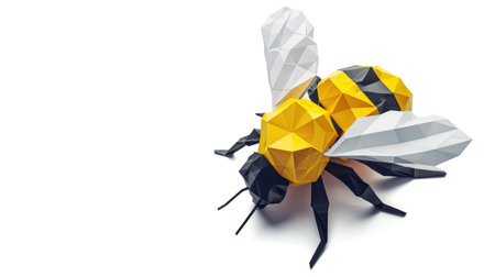 Vibrant Paper bee, Stunning Origami Pet Design, Creative Polygon Art, Ai Generatedの素材