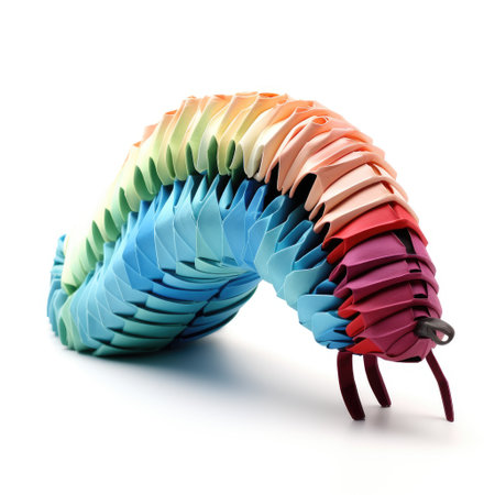 Vibrant Paper millipede, Stunning Origami Pet Design, Creative Polygon Art, Ai Generatedの素材