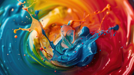 Mesmerizing swirl of colorful paint, an abstract masterpiece on a plate canvas, Ai Generated.の素材