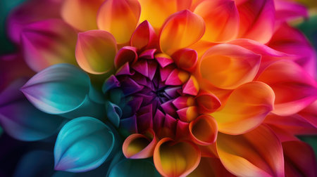 Mesmerizing close-up of a vibrant, multi-petaled flower, a burst of colors, Ai Generated.の素材