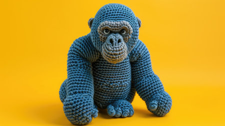 Vibrant handmade crochet gorilla, perfect for kids and decor, Ai Generatedの素材