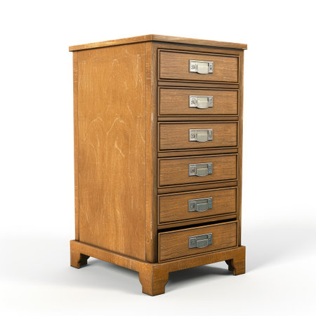 Closeup of a file cabinet 3D render isolated on white background, Ai Generated.の素材
