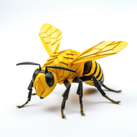 Vibrant Paper hornet, Stunning Origami Pet Design, Creative Polygon Art, Ai Generatedの素材