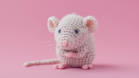 Vibrant handmade crochet rat, perfect for kids and decor, Ai Generatedの素材