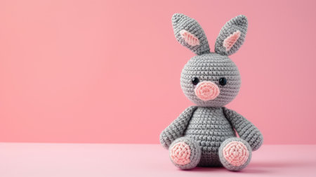 Vibrant handmade crochet rabbit, perfect for kids and decor, Ai Generatedの素材