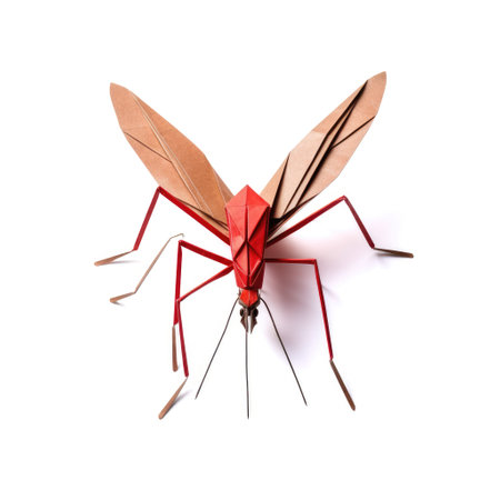 Vibrant Paper mosquito, Stunning Origami Pet Design, Creative Polygon Art, Ai Generatedの素材