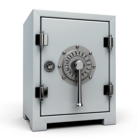 Opened safe with combination lock, security revealed. Unveiling protection, Ai Generated.の素材